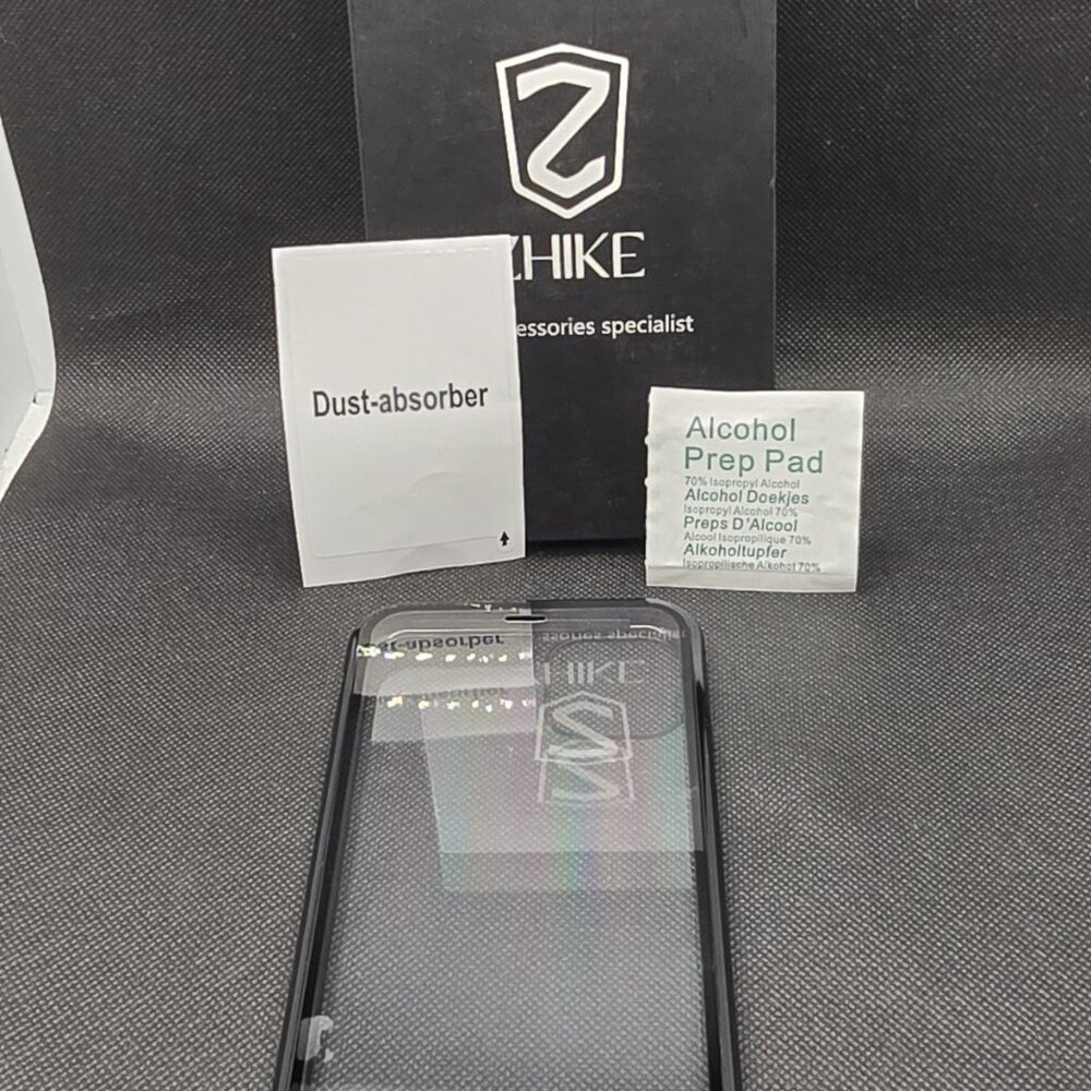 ZHIKE iPhone 11 Magnetic Metal Frame Tempered Glass Black Case